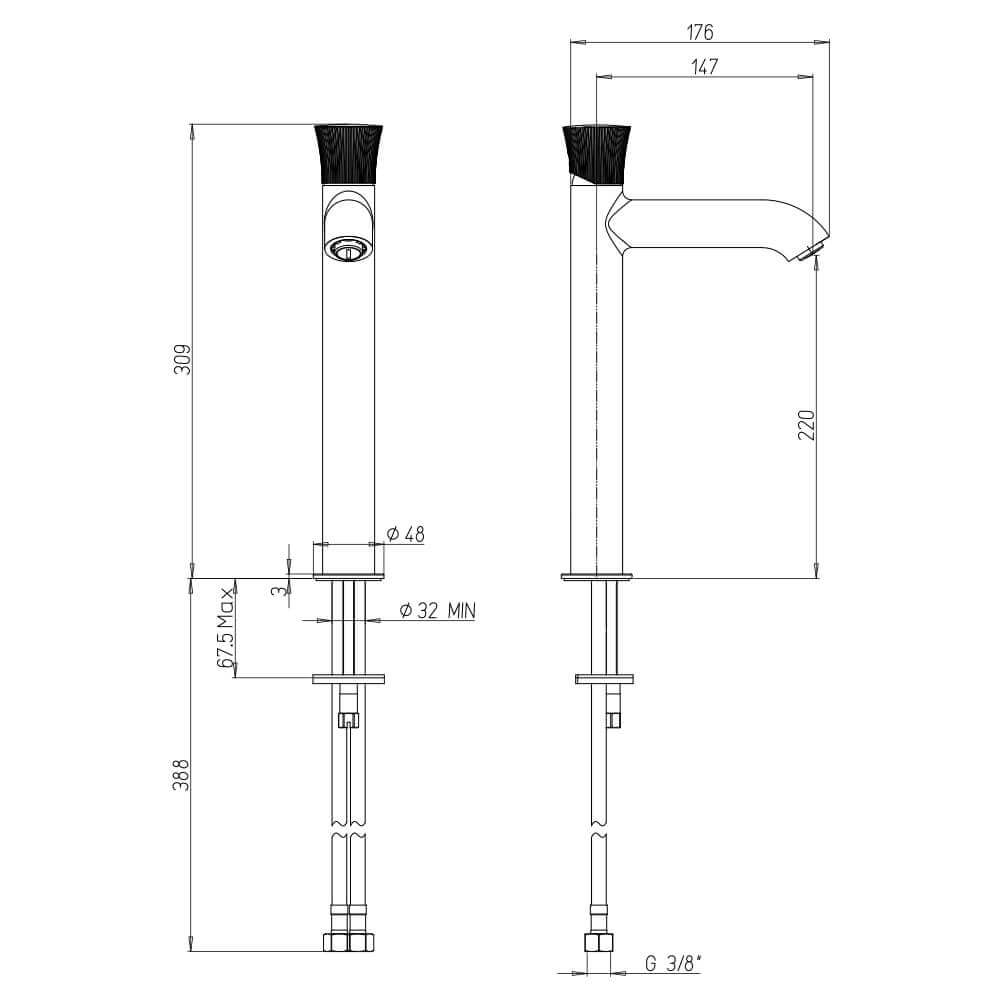 Set Rubinetteria Jacuzzi lavabo alto bidet e gruppo vasca serie Illumina