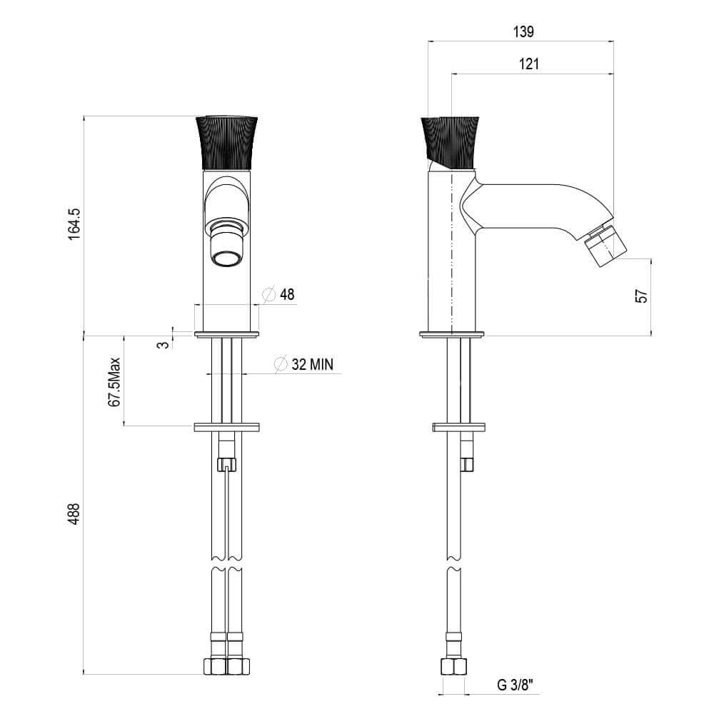 Coppia rubinetti lavabo e bidet oro spazzolato Jacuzzi serie Illumina per piletta click clack Arcshop
