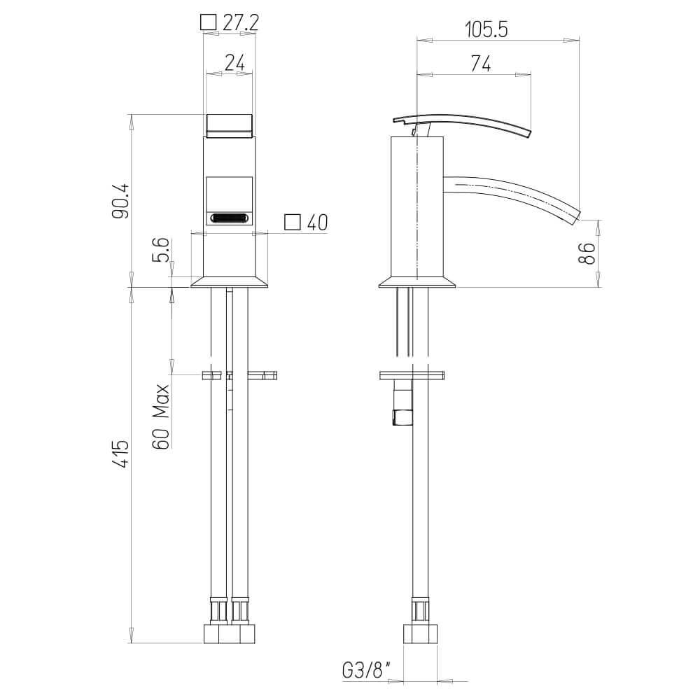 Set miscelatori lavabo alto + bidet + gruppo vasca Jacuzzi | rubinetteria Glint ottone cromato per piletta click clack