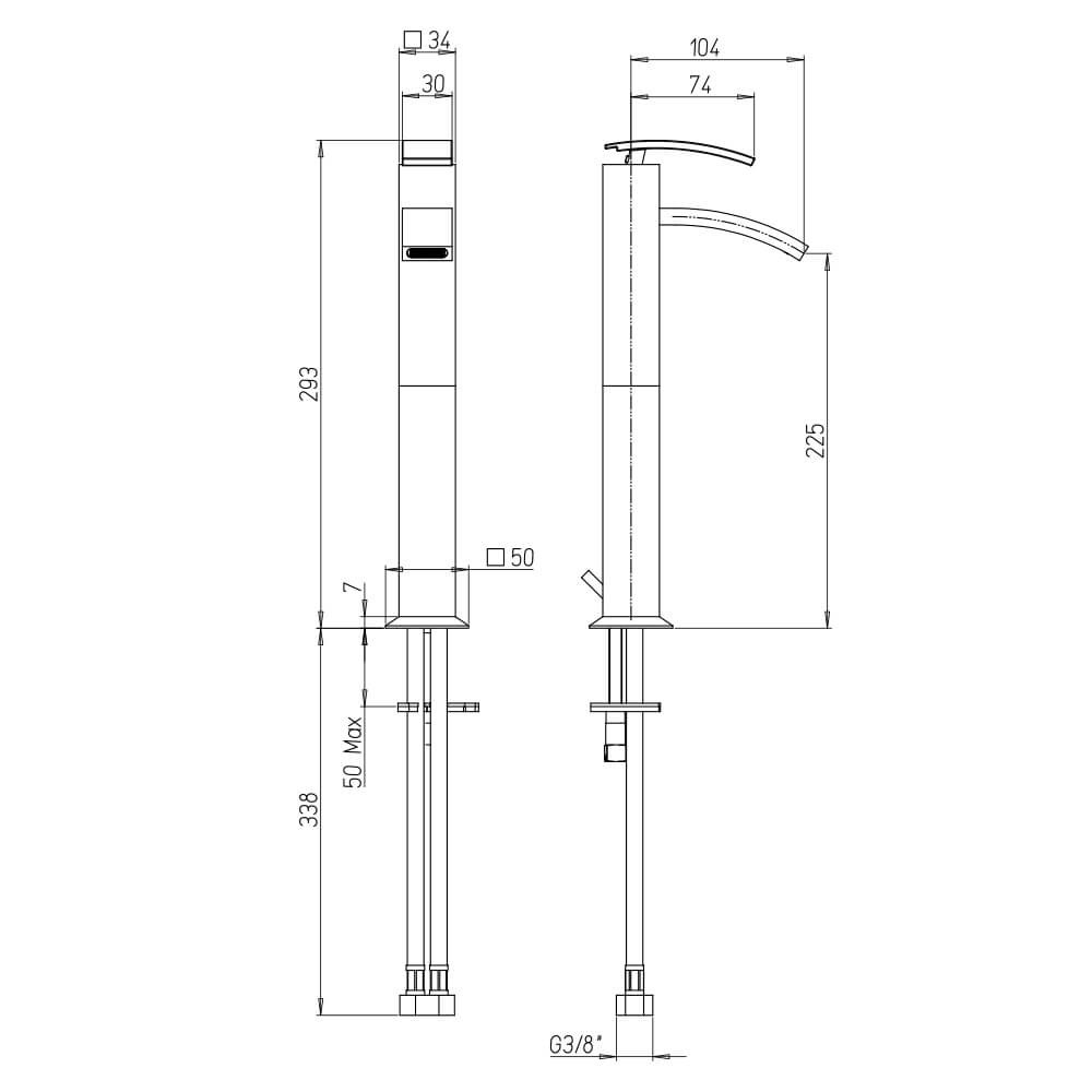 Miscelatore lavabo tipo alto Jacuzzi | rubinetteria Glint ottone cromato per piletta clic clack 0IQ00493JA00 Arcshop