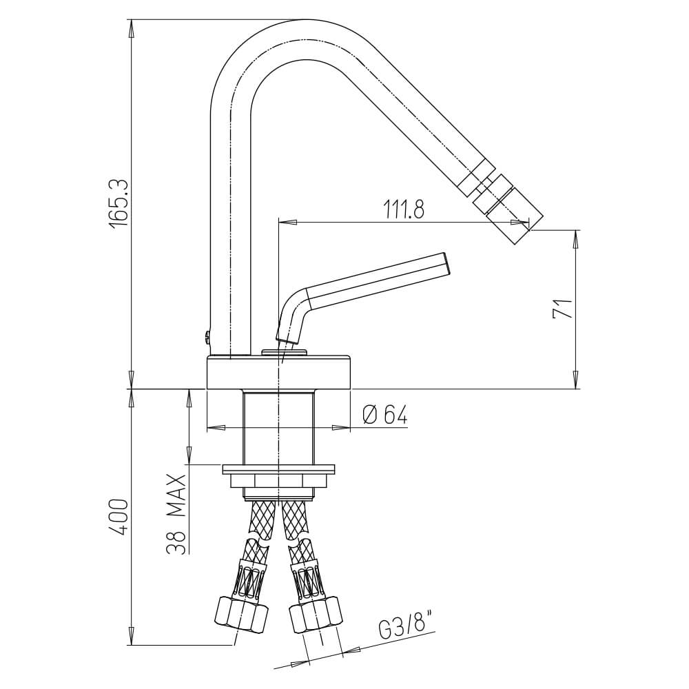 Miscelatore bidet Jacuzzi Rubinetteria Lumos per piletta click clack Arcshop