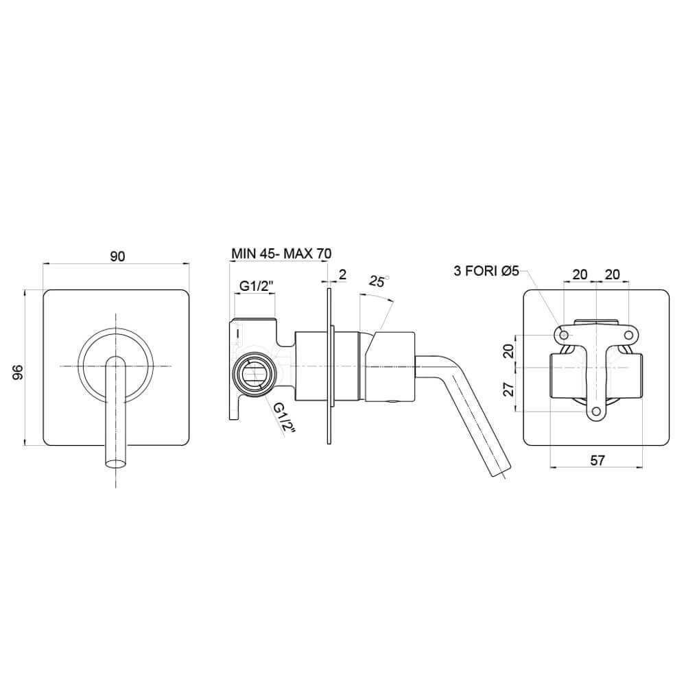 Miscelatore doccia incasso Jacuzzi Rubinetteria serie Lumos Arcshop