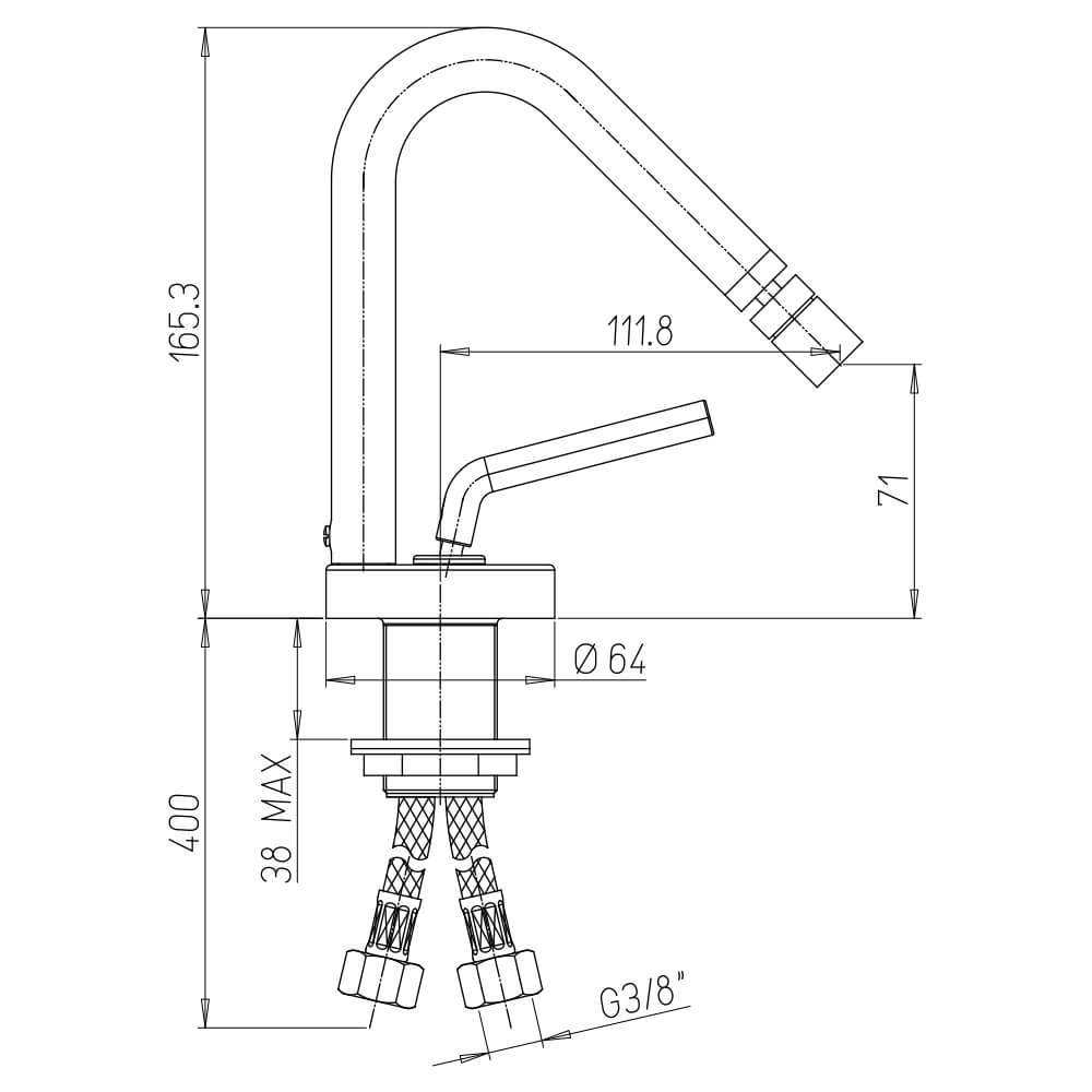 Miscelatore bidet Jacuzzi Rubinetteria nero opaco serie Lumos per piletta click clack Arcshop