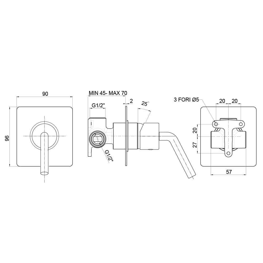Set Jacuzzi Rubinetteria lavabo bidet e doccia incasso serie Lumos nero opaco Arcshop