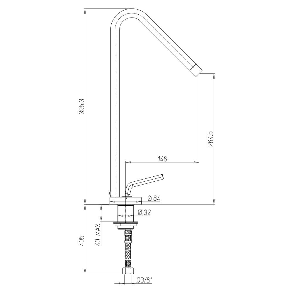 Rubinetto miscelatore lavabo alto nero opaco serie Lumos di Jacuzzi Rubinetteria per piletta click clack Arcshop