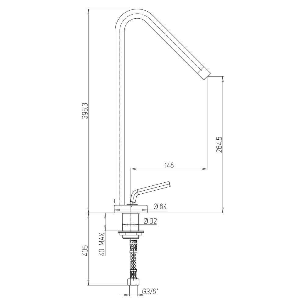 Coppia rubinetti per lavabo alto bidet nero opaco serie Lumos per piletta click clack Arcshop