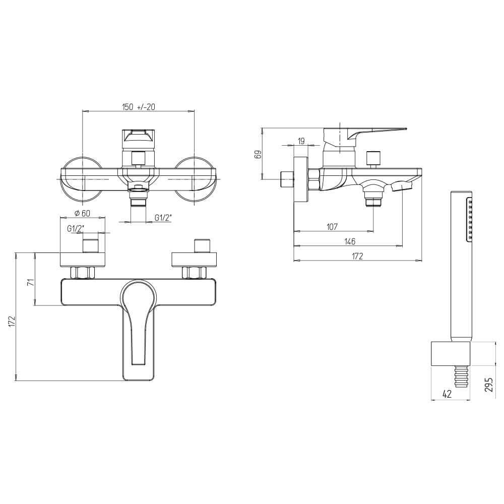 Set miscelatori lavabo + bidet + gruppo vasca Jacuzzi | rubinetteria Moonlight ottone cromato per piletta click clack Arcshop