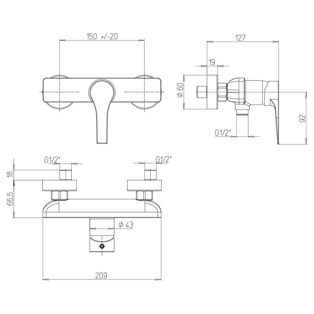Set miscelatori lavabo + bidet + esterno doccia Jacuzzi | rubinetteria Moonlight ottone cromato per piletta click clack Arcshop