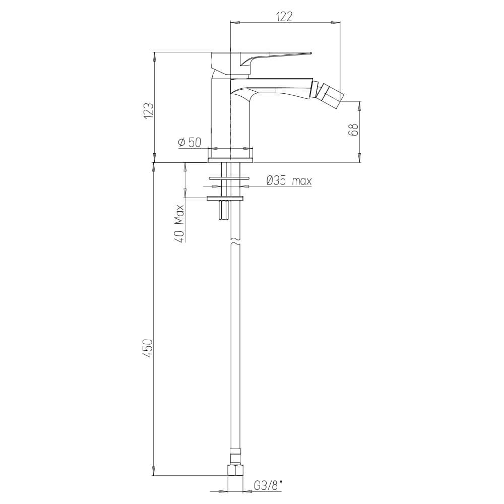 Miscelatore monoforo bidet Jacuzzi | rubinetteria Moonlight ottone cromato per piletta click clack 0MG00092JA00 Arcshop