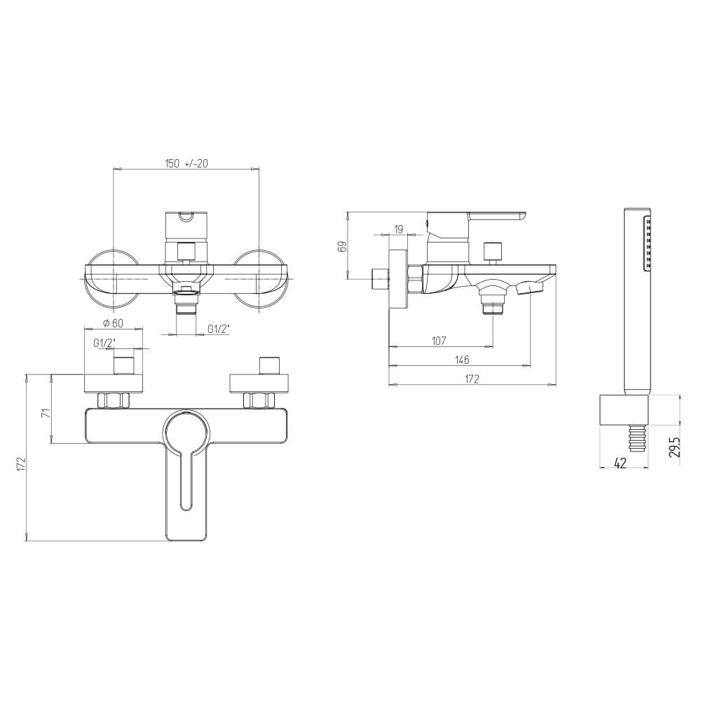 Gruppo vasca esterno con doccia duplex Jacuzzi | rubinetteria Sunset ottone cromato 0SU00002JA01 Arcshop
