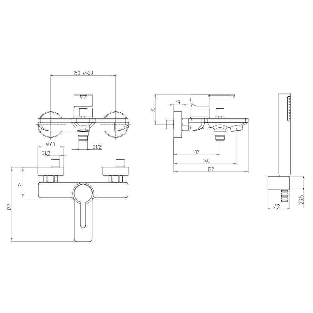 Set miscelatori lavabo alto + bidet + gruppo vasca Jacuzzi | rubinetteria Sunset ottone cromato per piletta click clack Arcshop