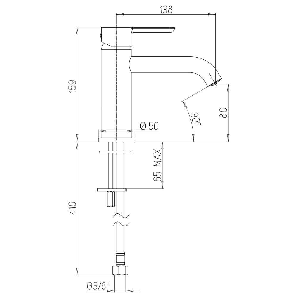 Miscelatori lavabo + bidet + gruppo vasca Jacuzzi | rubinetteria Sunset nero per piletta click clack