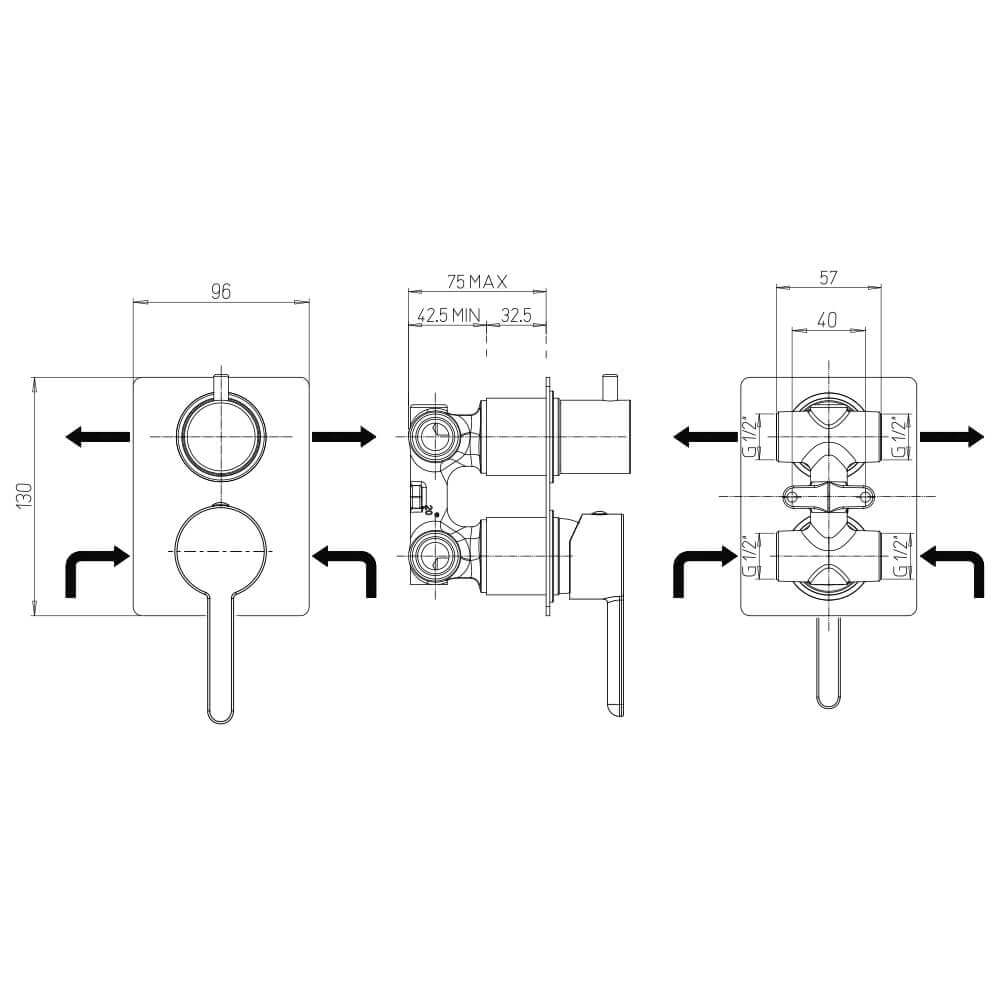 Miscelatori lavabo alto bidet e incasso doccia con deviatore nero opaco Jacuzzi | rubinetteria Sunset per piletta click clack Arcshop