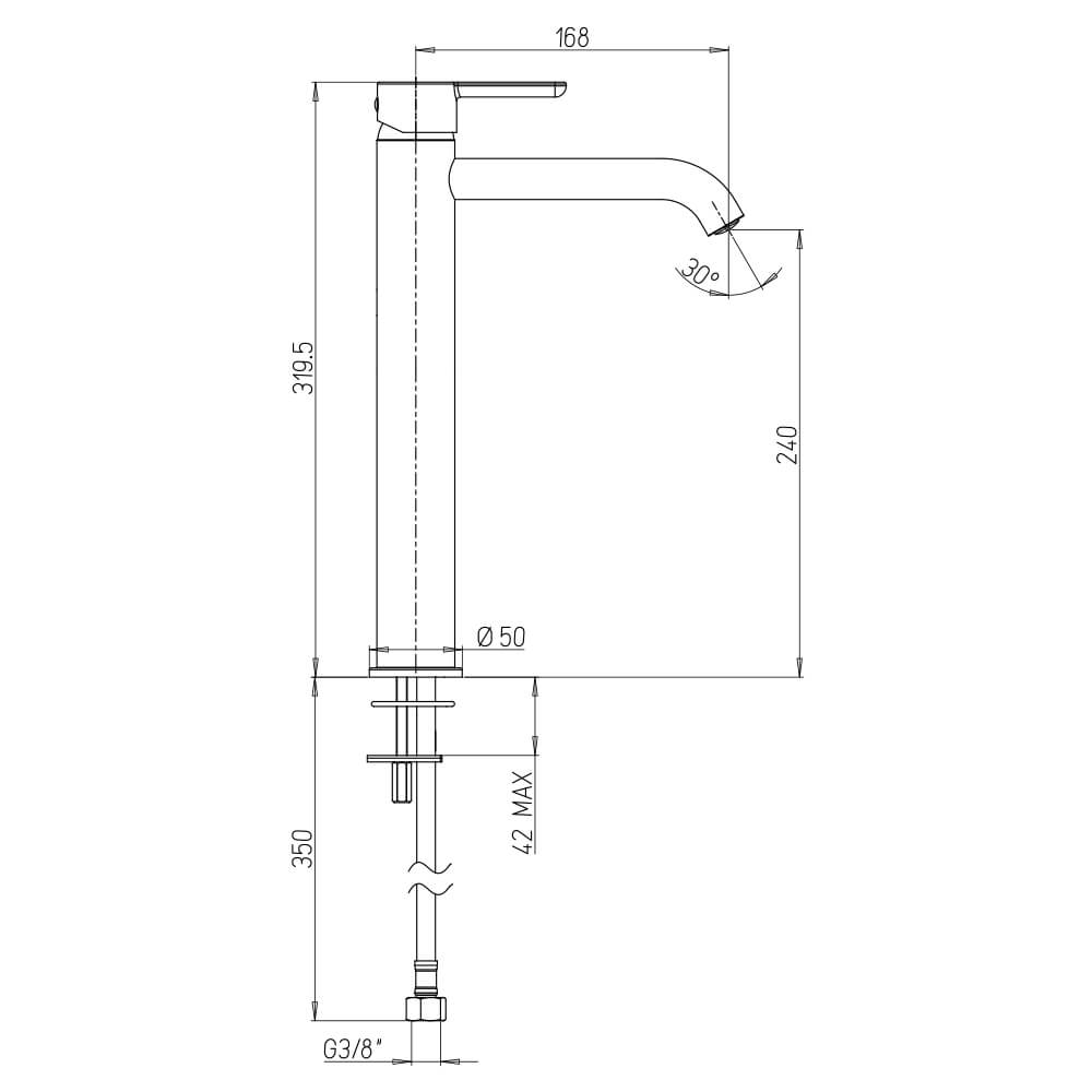 Miscelatore lavabo alto Jacuzzi | rubinetteria Sunset per piletta click clack Arcshop