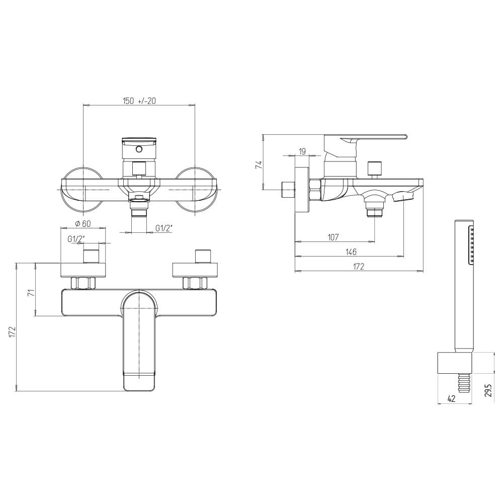 Gruppo vasca esterno con doccia duplex Jacuzzi | rubinetteria Twilight ottone cromato 0TI00002JA03 Arcshop