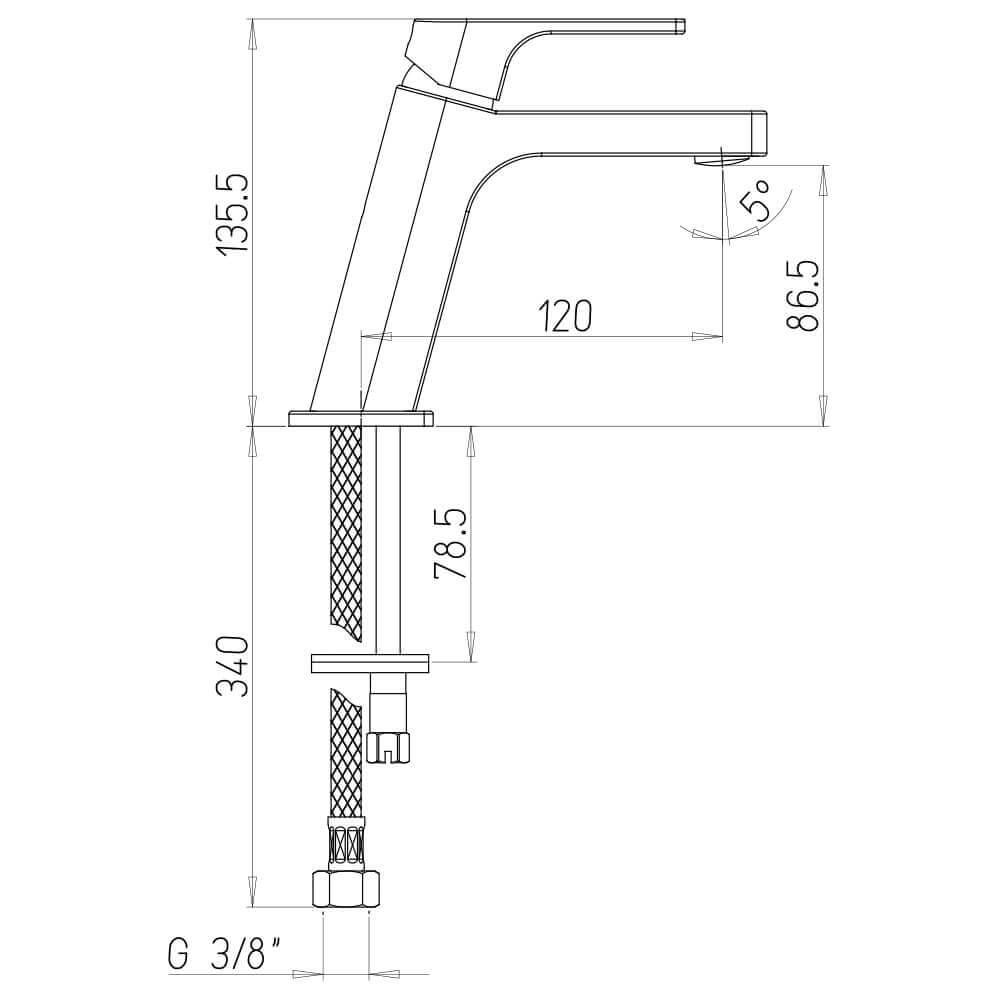 Lavabo monoforo Jacuzzi | rubinetteria Twilight ottone cromato per piletta clik clak 0TI00086JA00 Arcshop