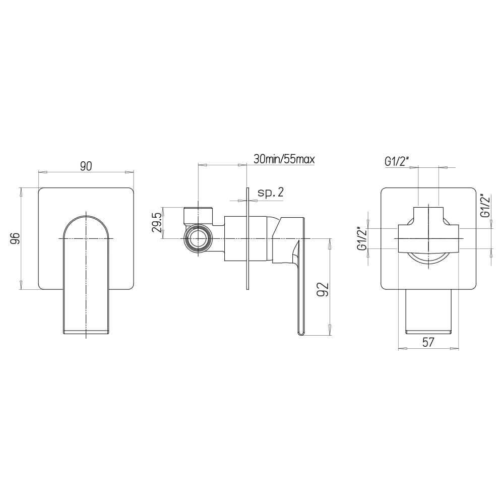 Set miscelatori lavabo bidet e incasso doccia Jacuzzi | rubinetteria Twilight ottone cromato per piletta di scarico clic clac Arcshop
