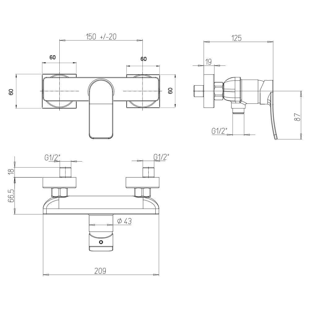Set miscelatori lavabo + bidet + esterno doccia Jacuzzi | rubinetteria Tank ottone cromato per piletta click clack Arcshop