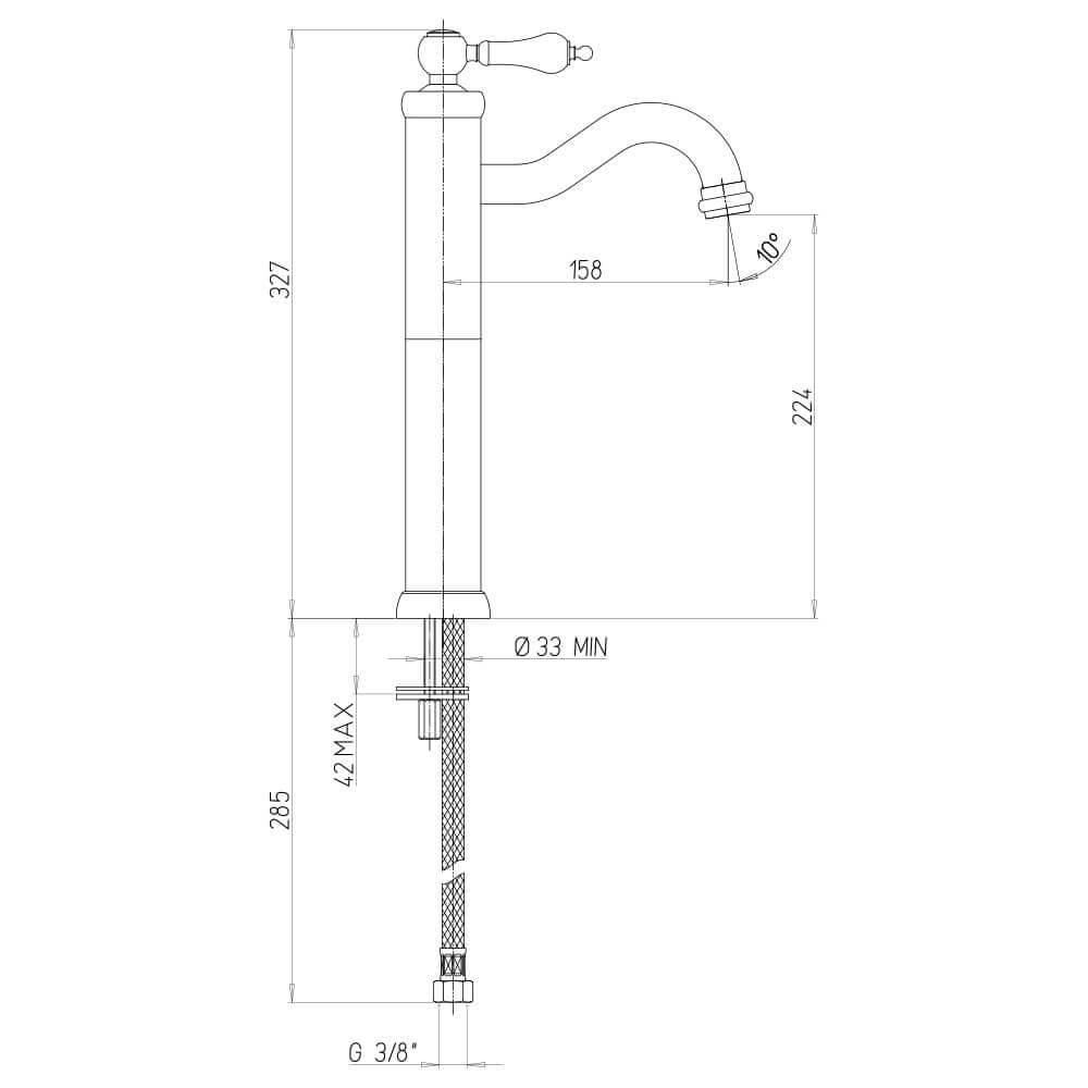 Serie Tosca miscelatori Jacuzzi Rubinetteria lavabo alto e bidet nero opaco per piletta click clack Arcshop