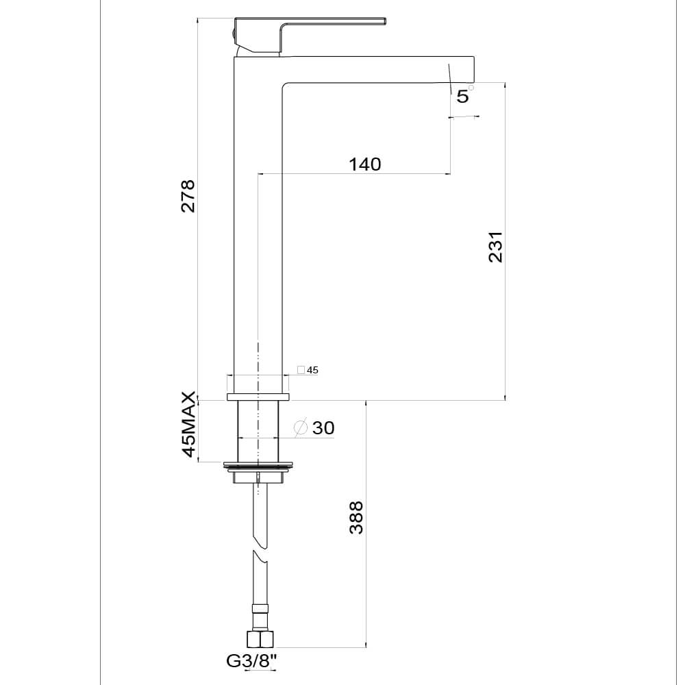 Miscelatore lavabo tipo alto Jacuzzi Rubinetteria serie Twinkle per piletta click clack Arcshop