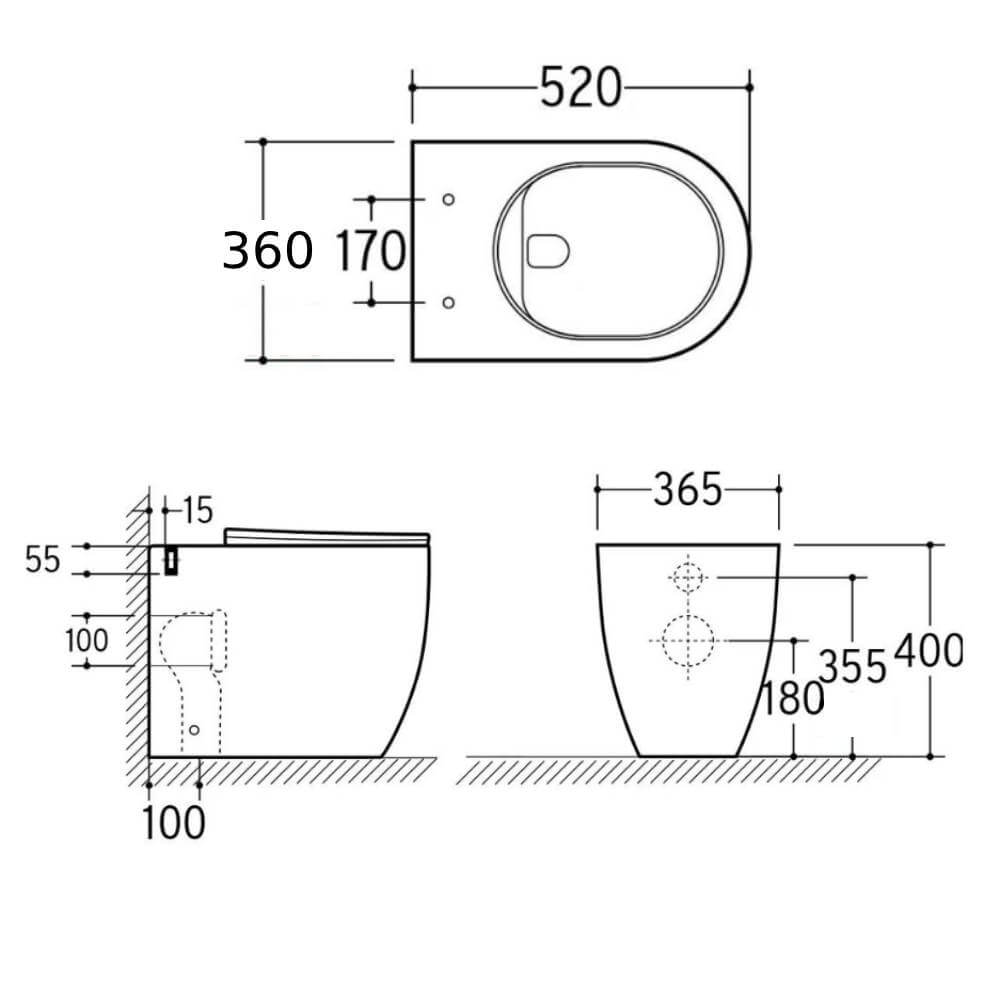 WC filo muro scarico rimless mod. Alicante