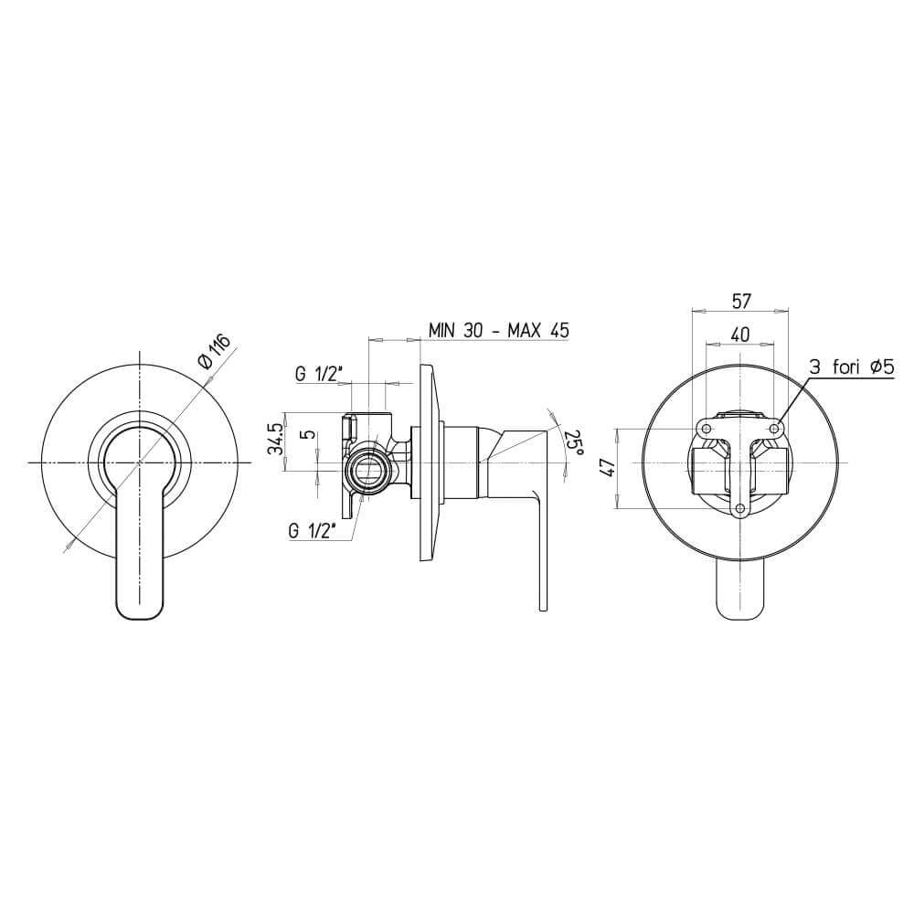 Miscelatore doccia incasso monoleva Jacuzzi | rubinetteria Eolo ottone cromato 0E000410JA00 Arcshop