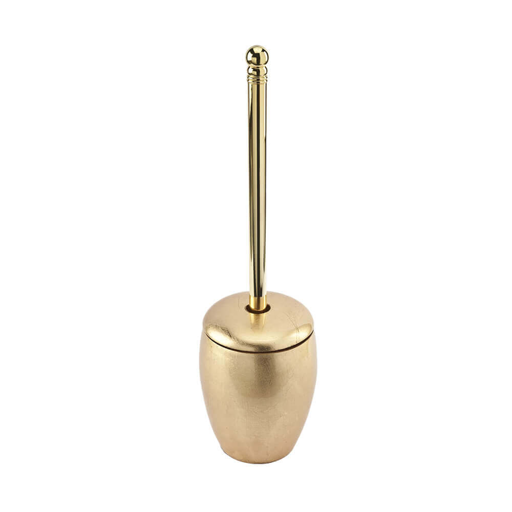 Set accessori bagno da appoggio 4 pezzi Dispenser Bicchiere Porta sapone e Scopino finitura foglia oro