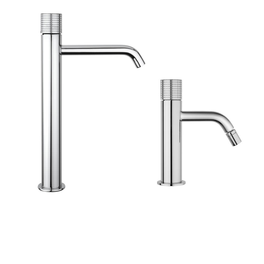 Set rubinetti lavabo alto e bidet Jacuzzi Rubinetteria Armonia Grip cromati per piletta click clack - Arcshop