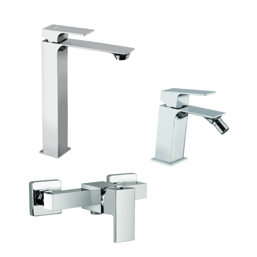 Set miscelatori Mamoli Blade doccia esterno lavabo alto e bidet per piletta click clack - Arcshop