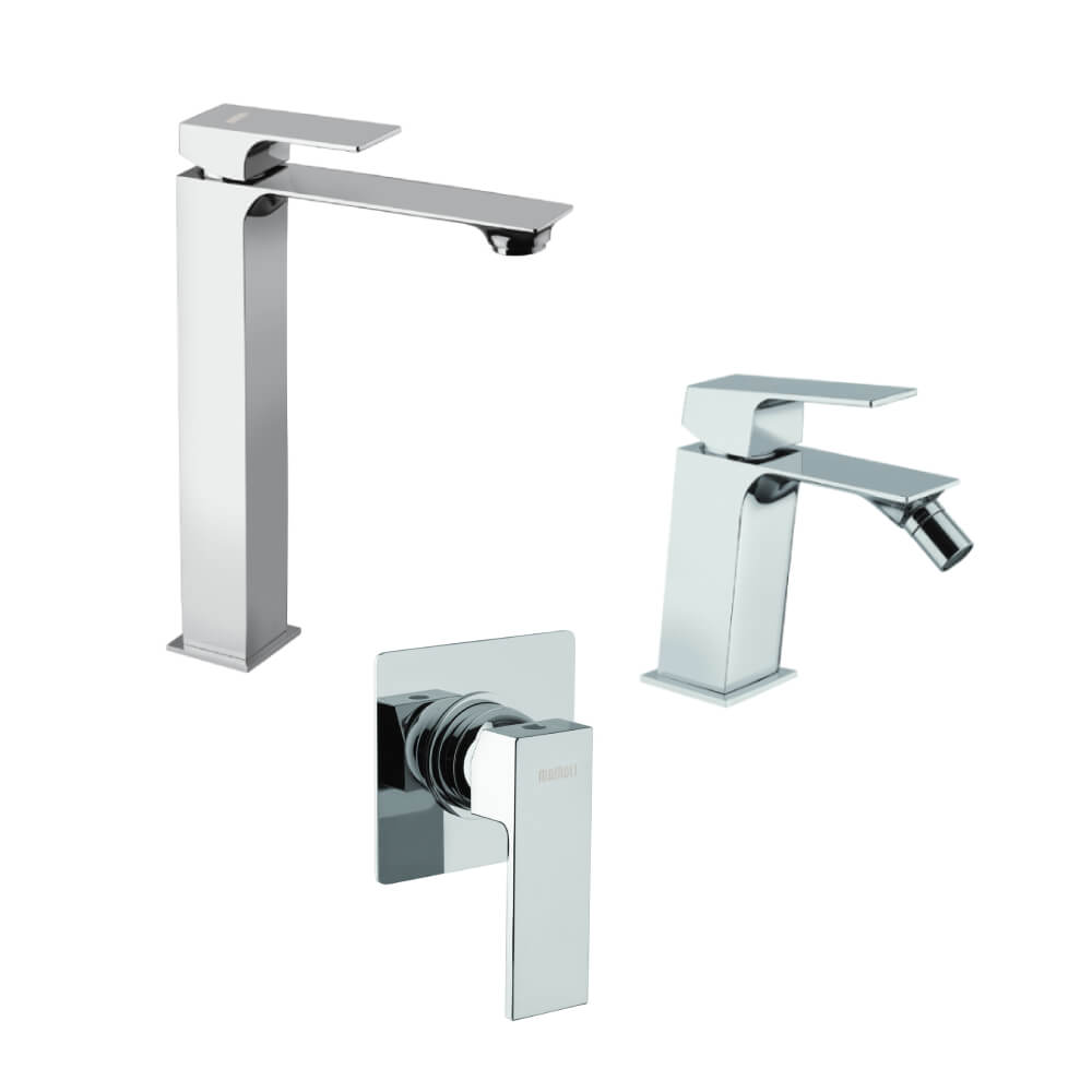 Set miscelatori Mamoli Blade incasso doccia una uscita lavabo alto e bidet per piletta click clack - Arcshop