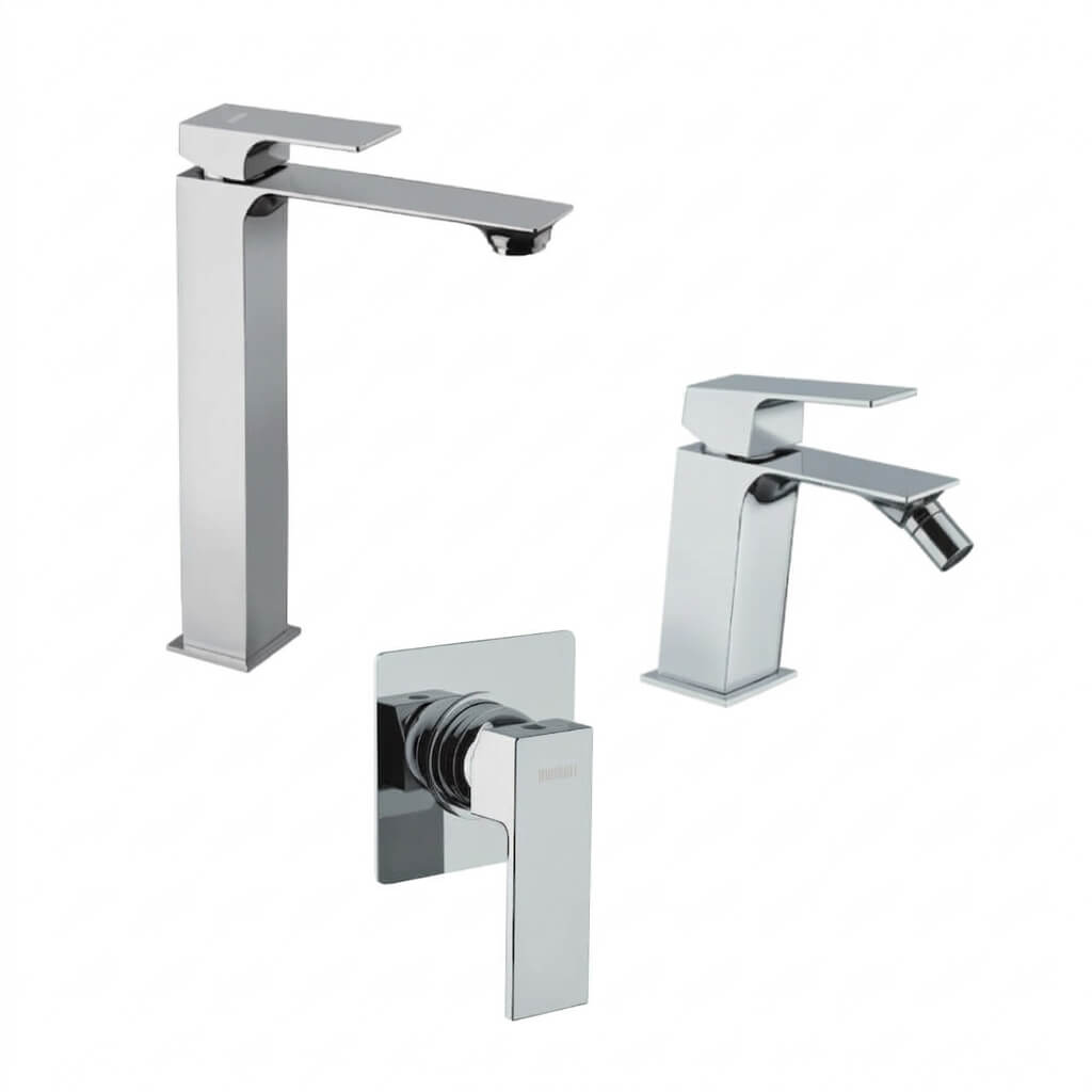 Set miscelatori Mamoli Blade incasso doccia una uscita lavabo alto e bidet per piletta click clack