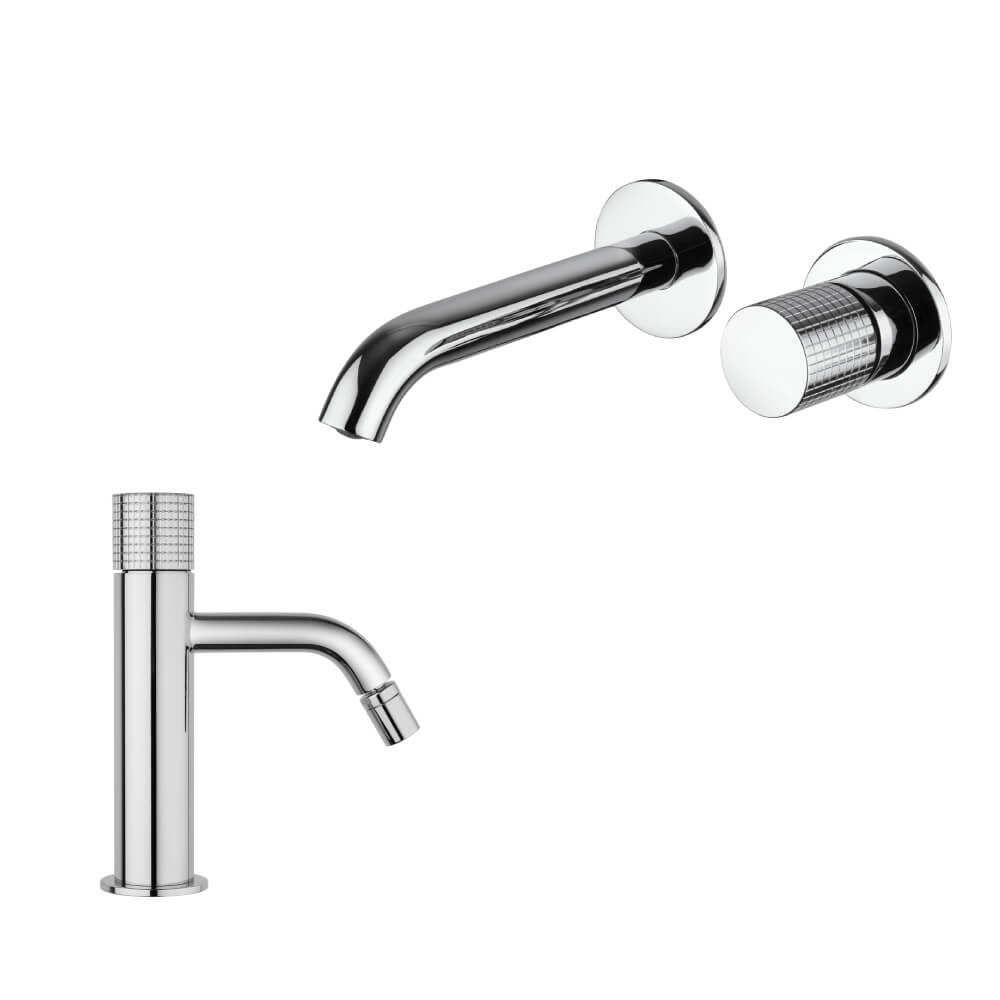 Set rubinetti lavabo a muro e bidet Jacuzzi Rubinetteria Armonia Grip cromati per piletta click clack - Arcshop
