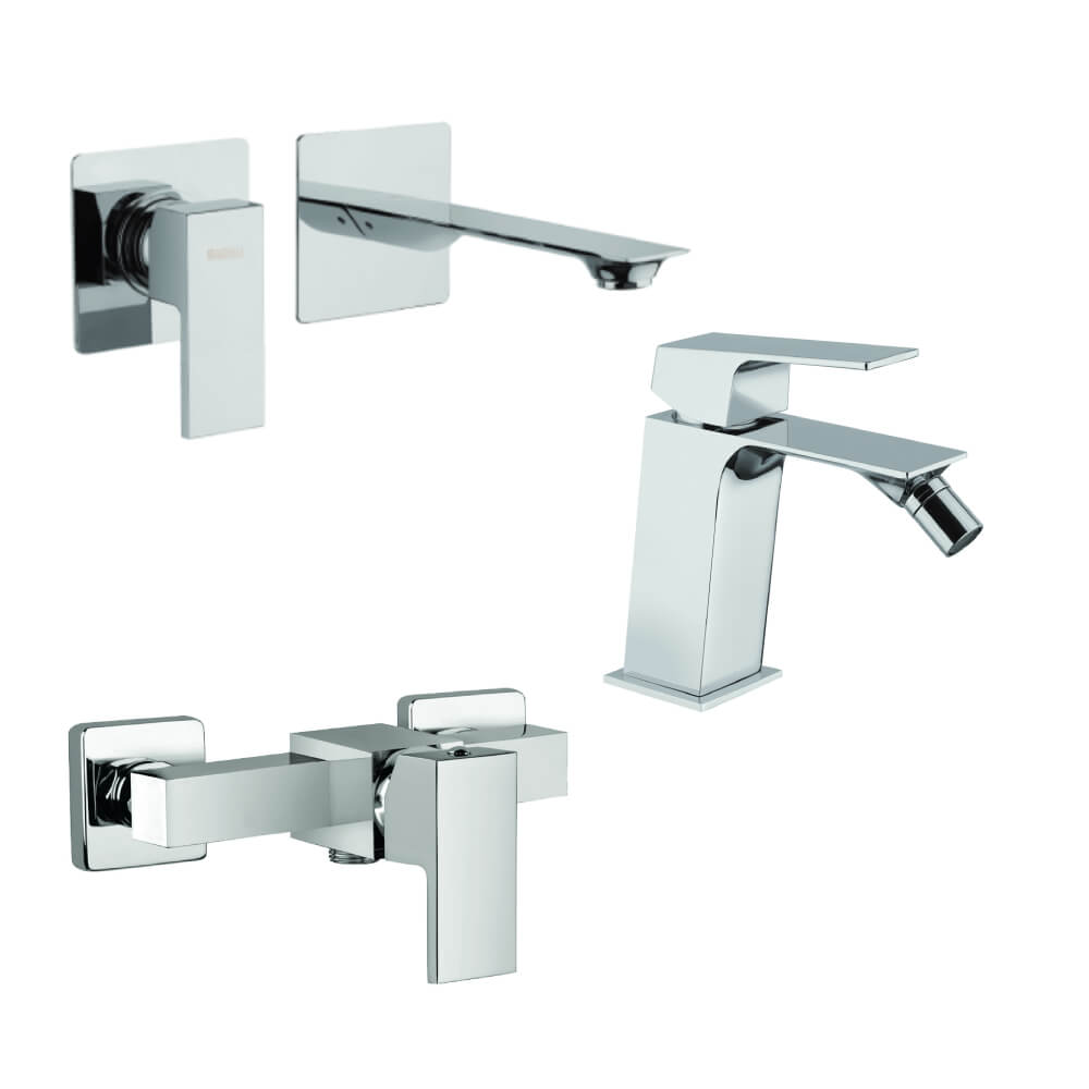 Set miscelatori Mamoli Blade doccia esterno lavabo a muro e bidet per piletta click clack - Arcshop