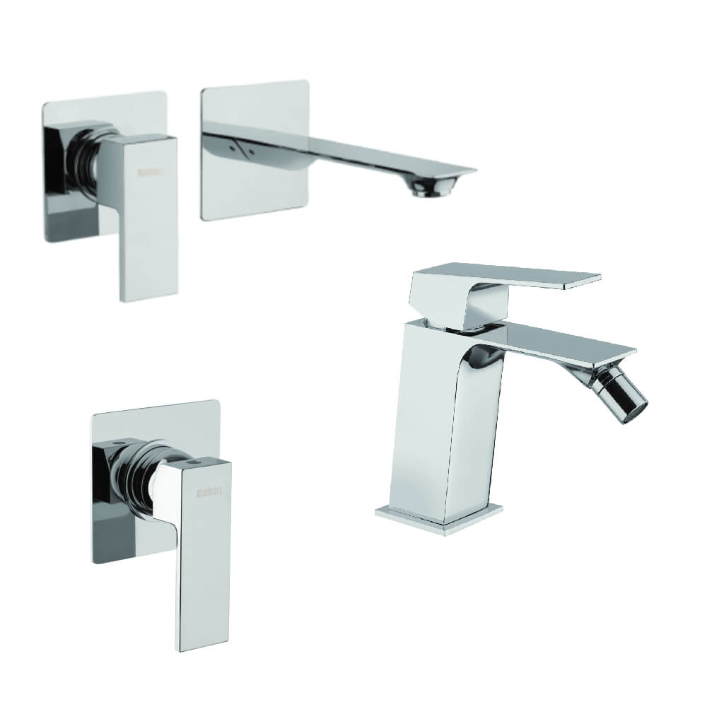 Set miscelatori Mamoli Blade incasso doccia una uscita lavabo a muro e bidet per piletta click clack - Arcshop