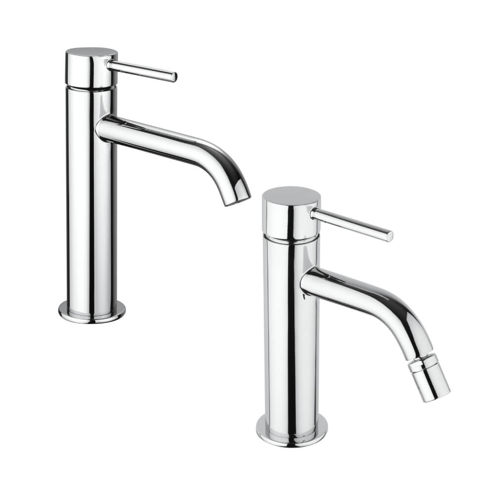 Set miscelatori lavabo e bidet con piletta click clack INCLUSA forma tonda cromo - Arcshop
