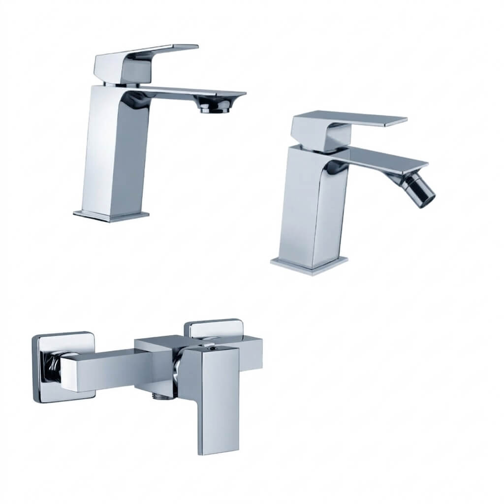 Set miscelatori Mamoli Blade doccia esterno lavabo e bidet per piletta click clack
