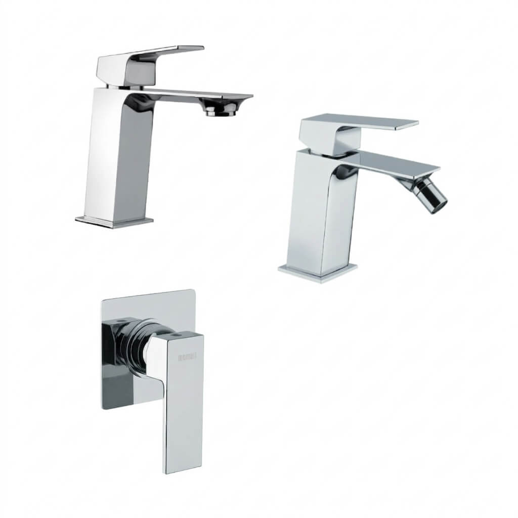 Set miscelatori Mamoli Blade incasso doccia una uscita lavabo e bidet per piletta click clack
