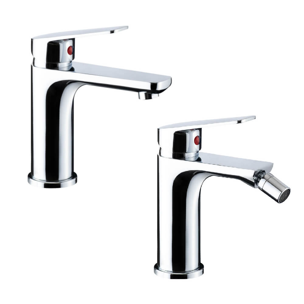 Coppia miscelatore lavabo e bidet in ottone cromo Made in Italy - Arcshop