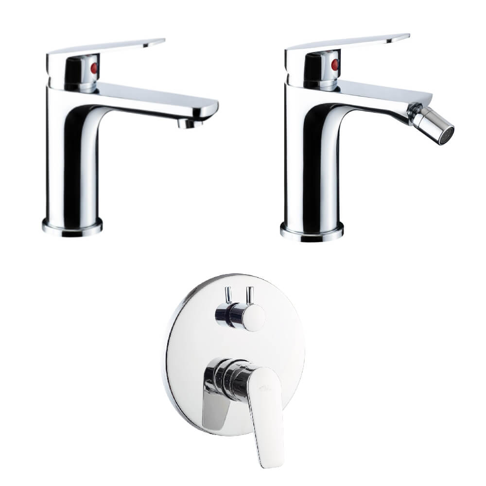 Set miscelatori Bidet Lavabo e incasso doccia con deviatore Made in Italy - Arcshop