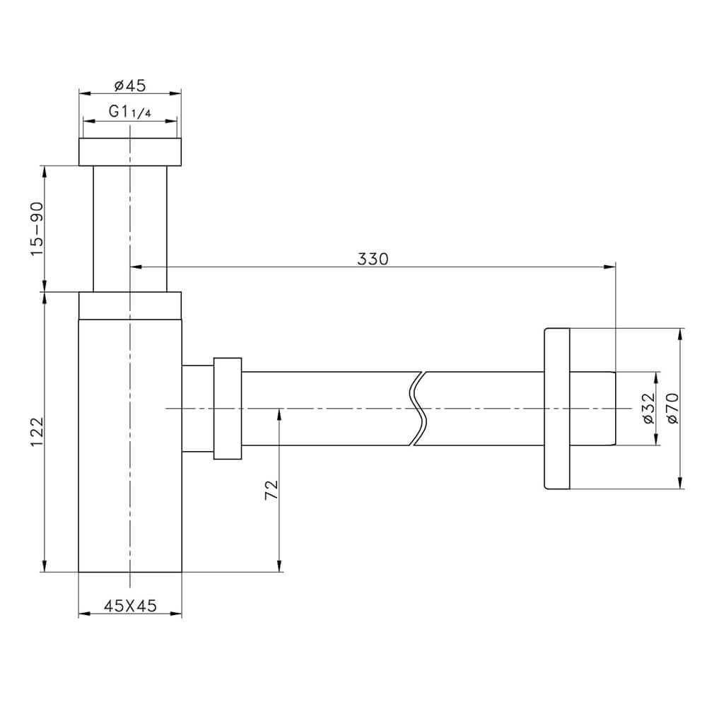 Sifone quadrato a bottiglia d'arredo Jacuzzi | Rubinetteria Arcshop