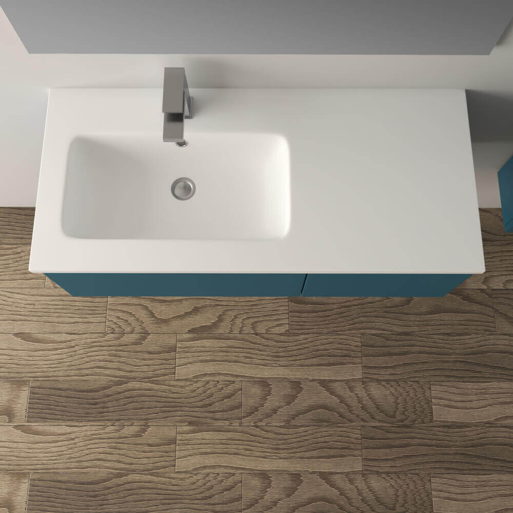 Mobile da bagno blu petrolio 100 cm Mono Slide
