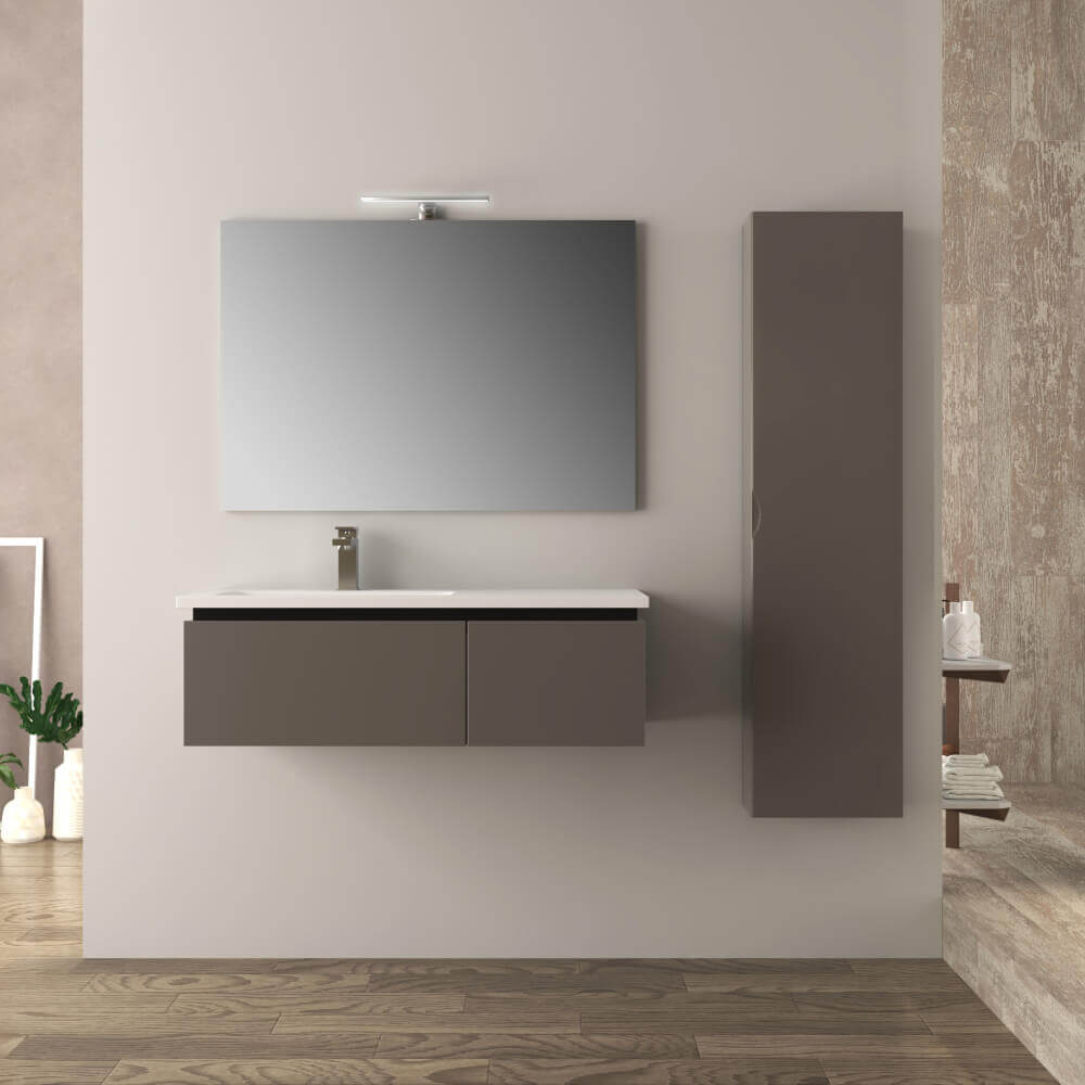 Mobile da bagno grigio talpa 100 cm opaco Mono Slide Arcshop