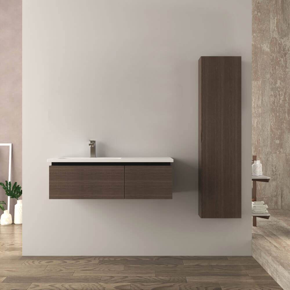 Mobile da bagno 100 cm rovere scuro Mono Slide finitura soft Arcshop