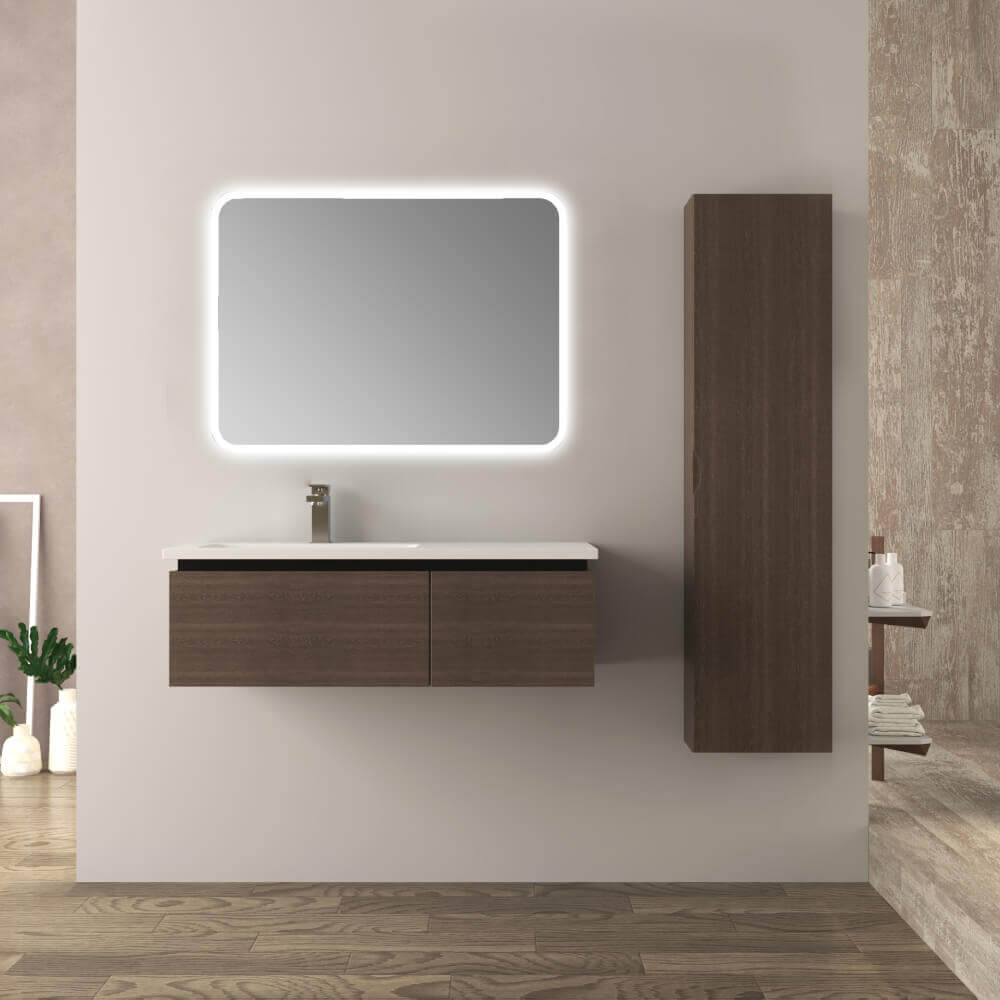 Mobile da bagno 100 cm rovere scuro Mono Slide finitura soft Arcshop