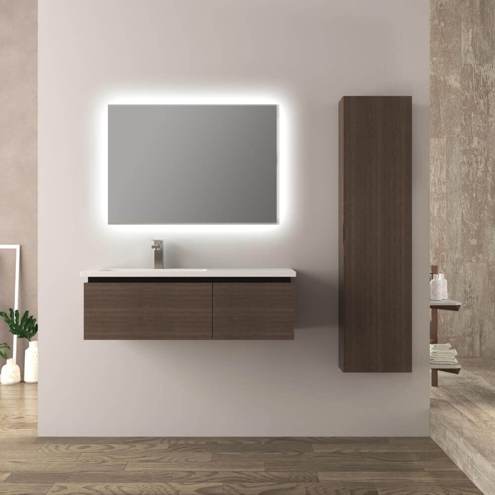 Mobile da bagno 100 cm rovere scuro Mono Slide finitura soft Arcshop