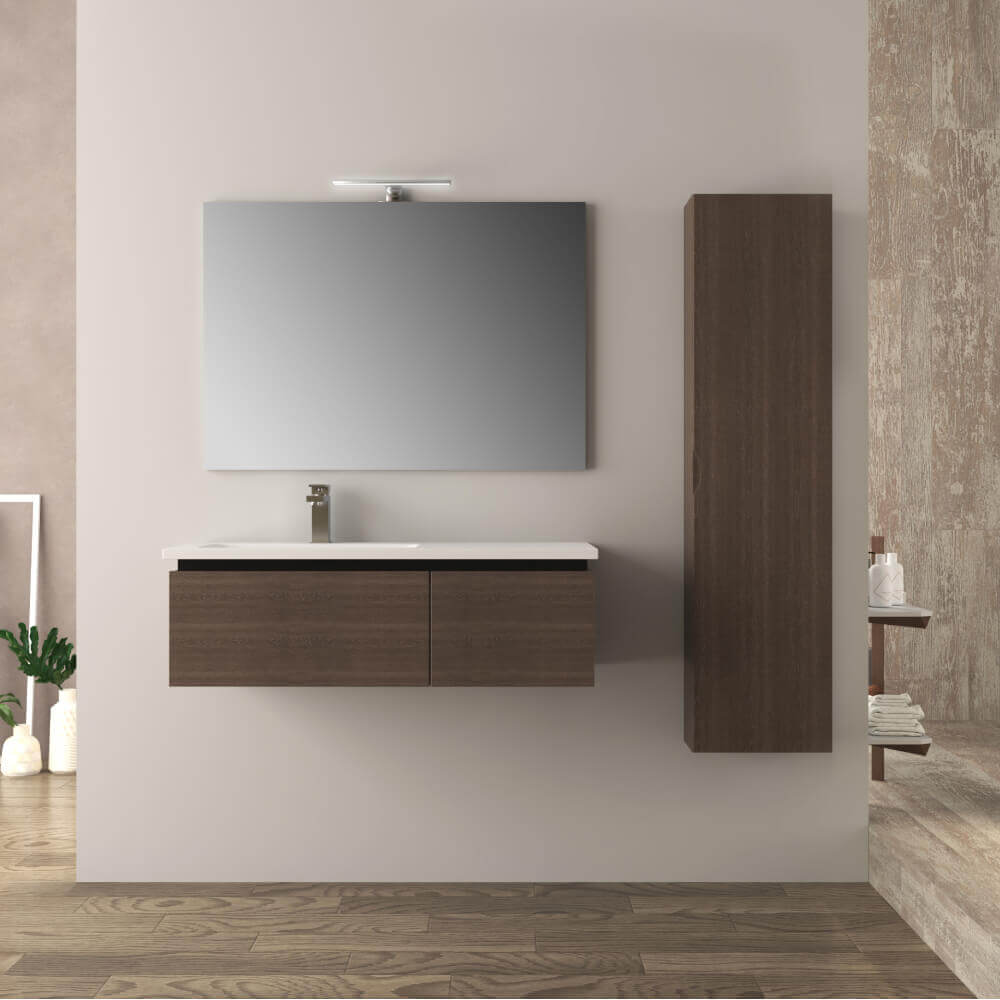Mobile da bagno 100 cm rovere scuro Mono Slide finitura soft Arcshop