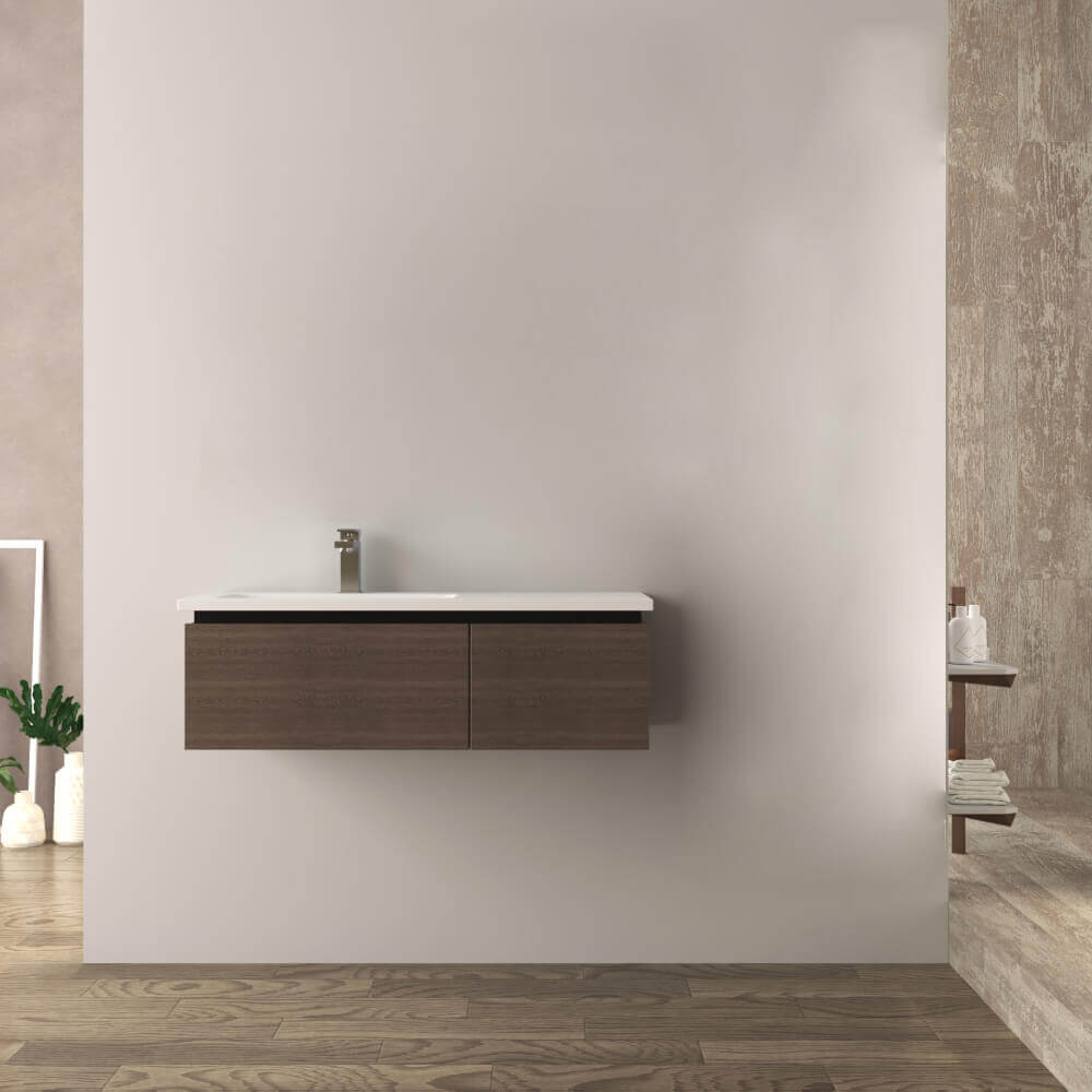 Mobile da bagno 100 cm rovere scuro Mono Slide finitura soft Arcshop