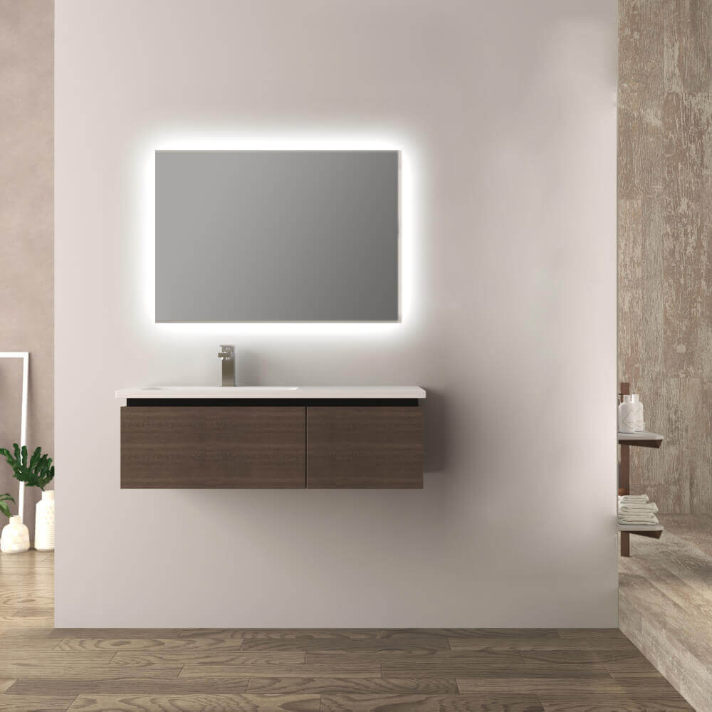 Mobile da bagno 100 cm rovere scuro Mono Slide finitura soft Arcshop