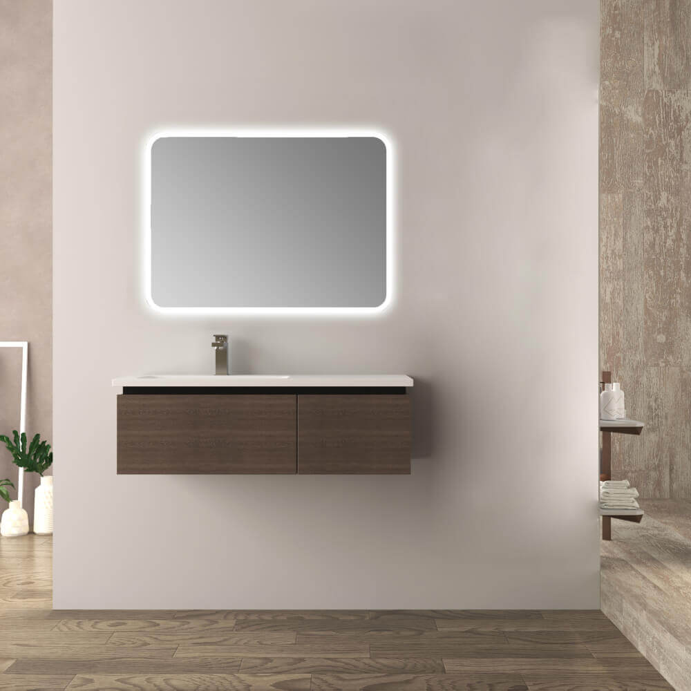 Mobile da bagno 100 cm rovere scuro Mono Slide finitura soft Arcshop