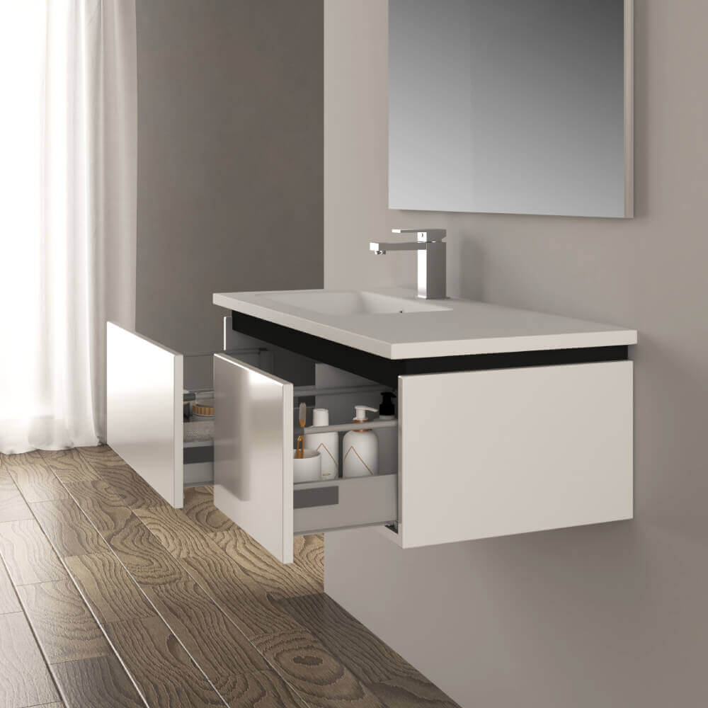 Mobile bagno 100 cm bianco lucido Mono Slide